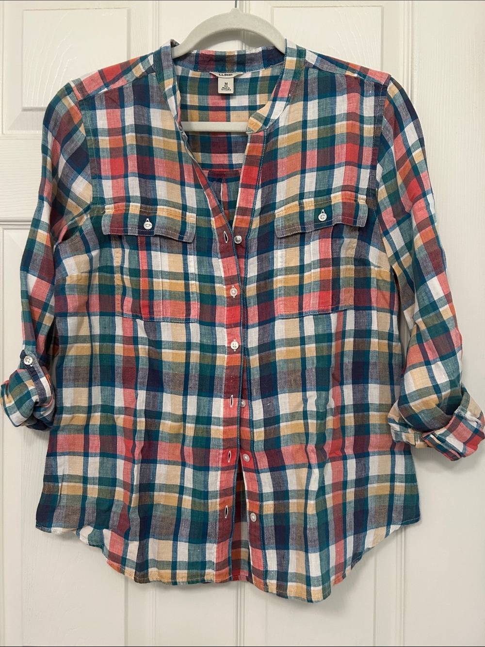 L.L. Bean Plaid, Linen Button-down